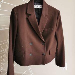 Zara Chocolate Crop Blazer